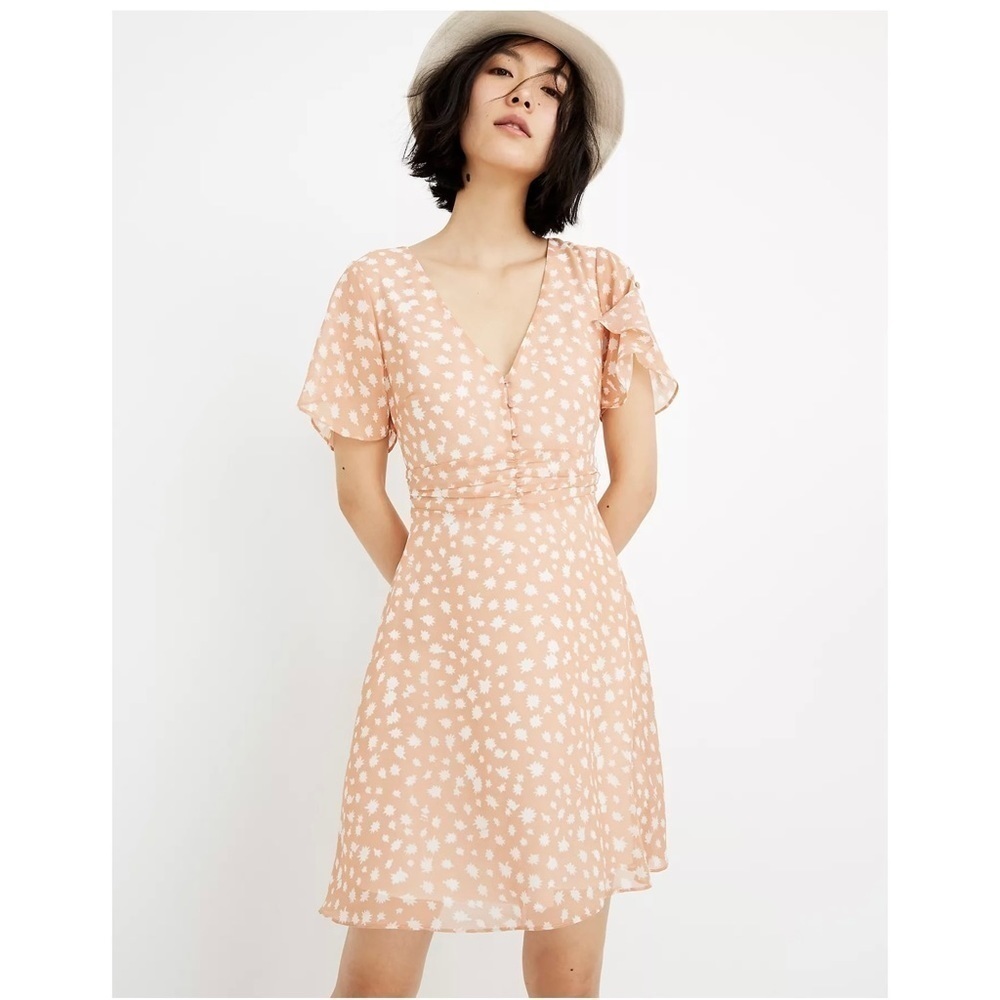 Madewell Ruched-Waist Mini Dress in Star Shower size 0